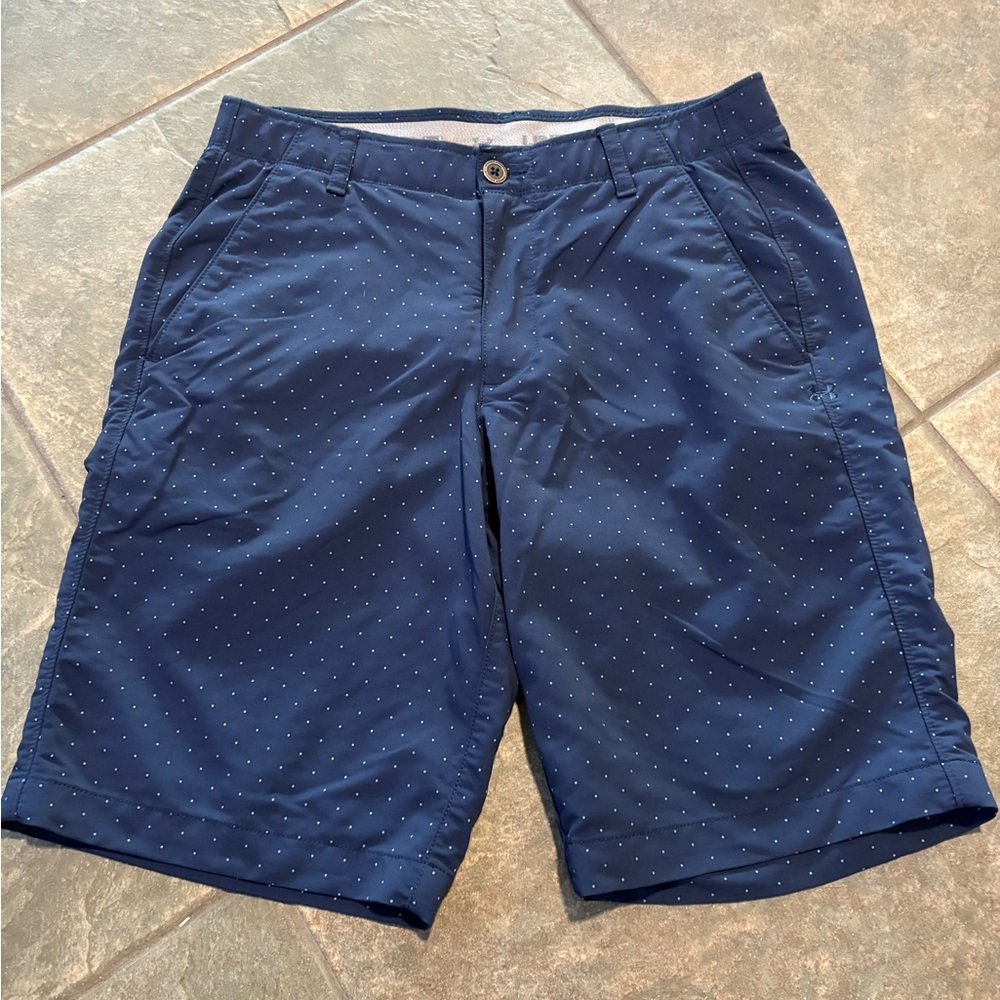 Under Armour HeatGear Men’s Golf Shorts Navy Blue with Blue Dots 32